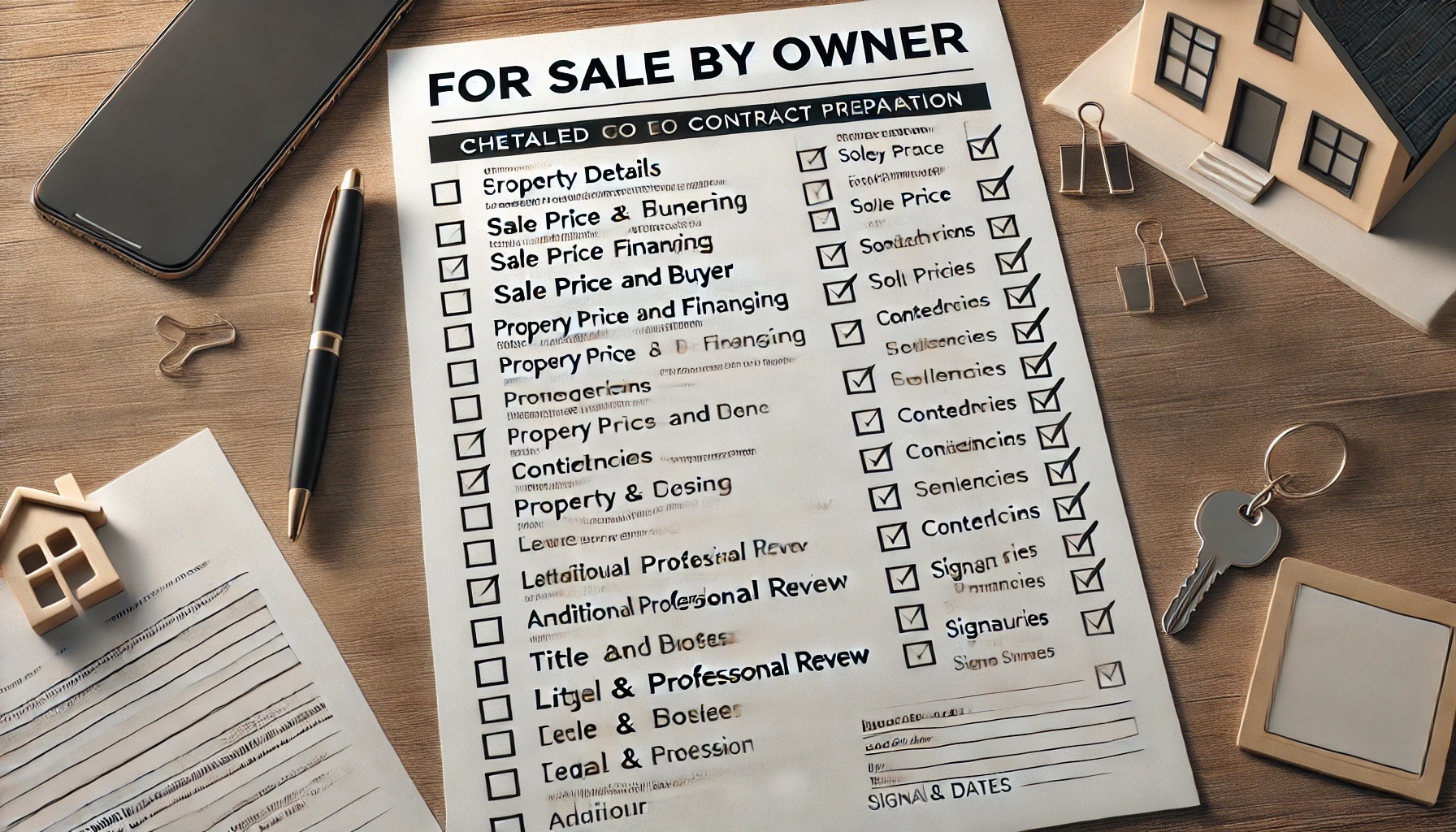 Checklist for For Sale By Owner (FSBO) contract preparation