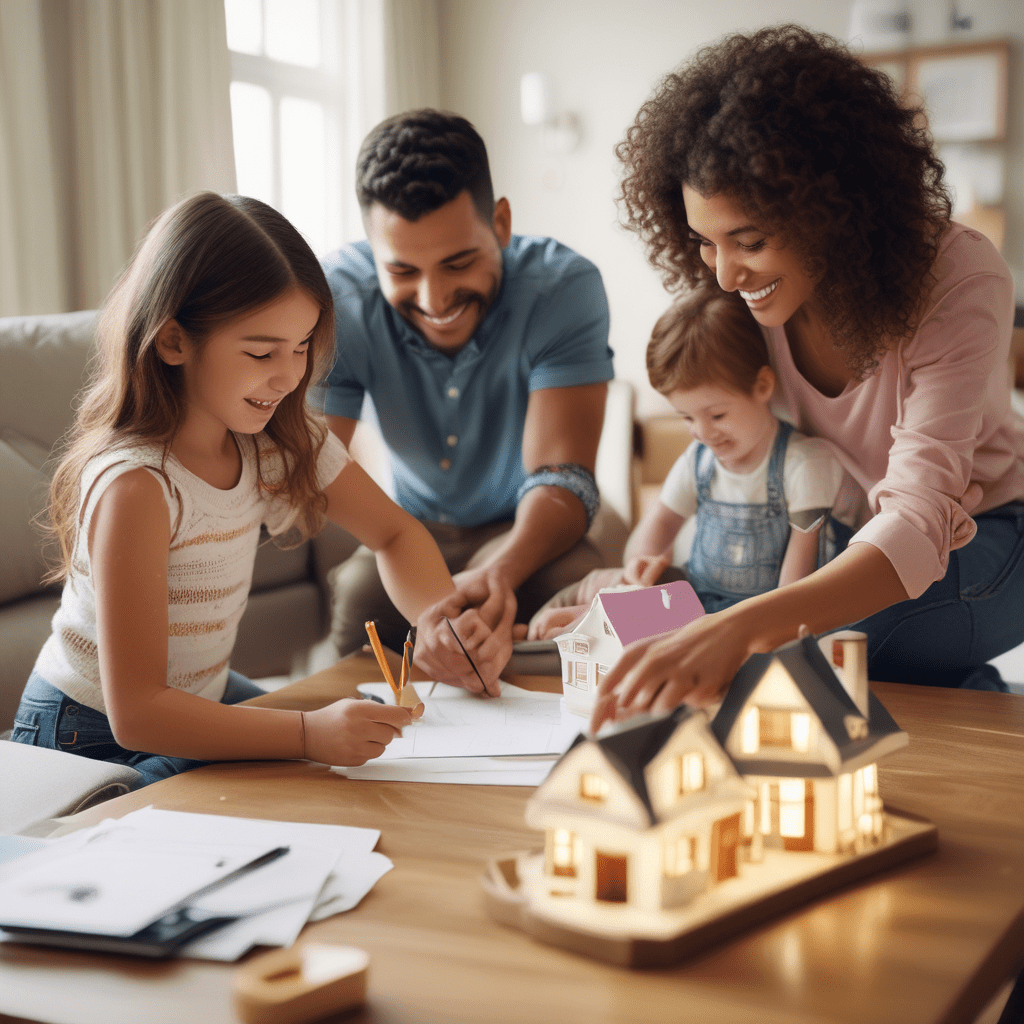 Family finalizing house sale