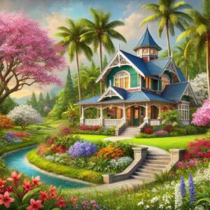 A Florida homestead property during spring, with blooming flowers and greenery, representing the best season to sell